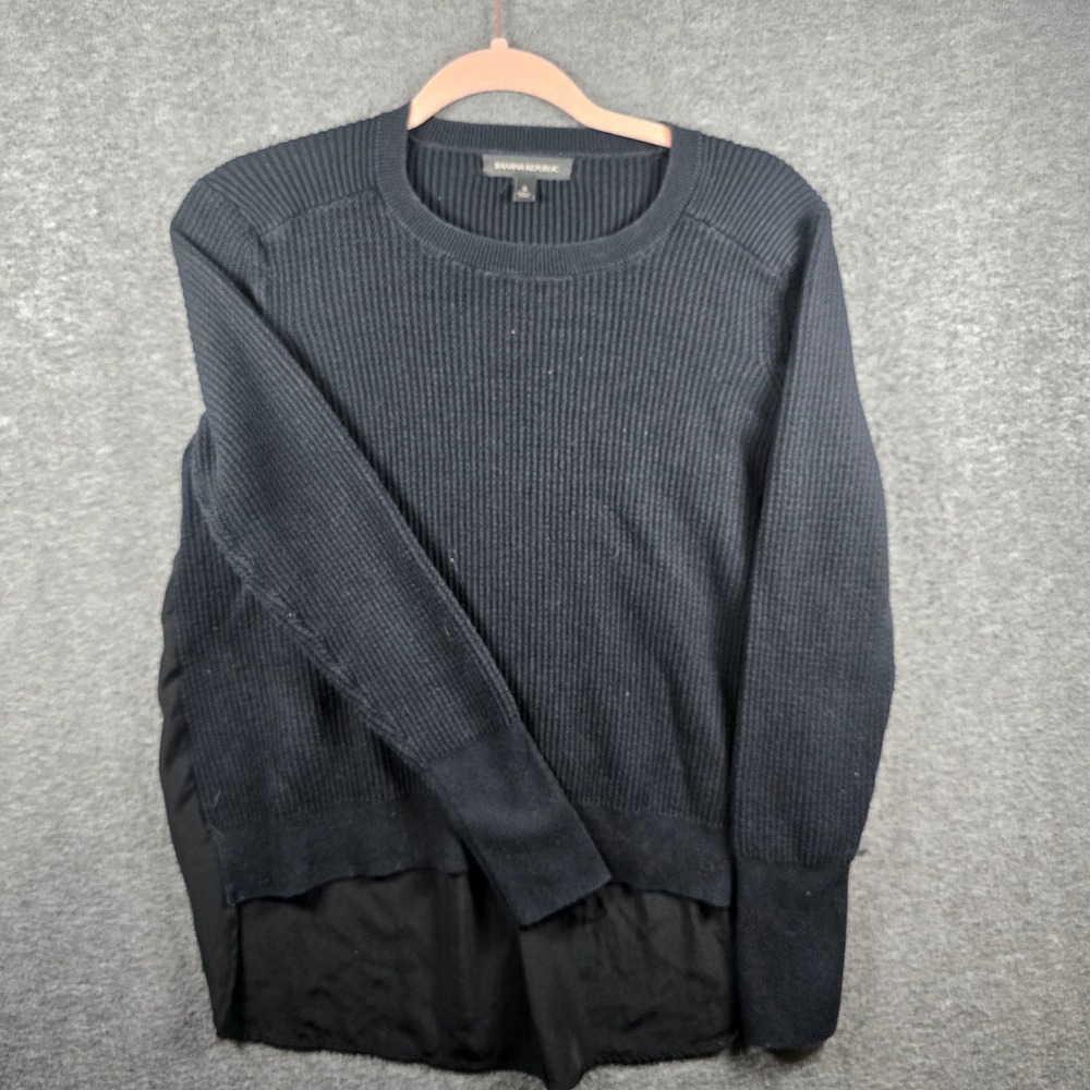 Banana Republic Women S Black Ribbed/Satiny Pullover Sweater Schitt Creek Unique